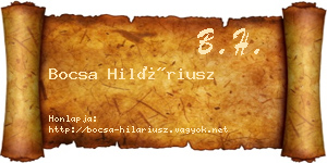 Bocsa Hiláriusz névjegykártya